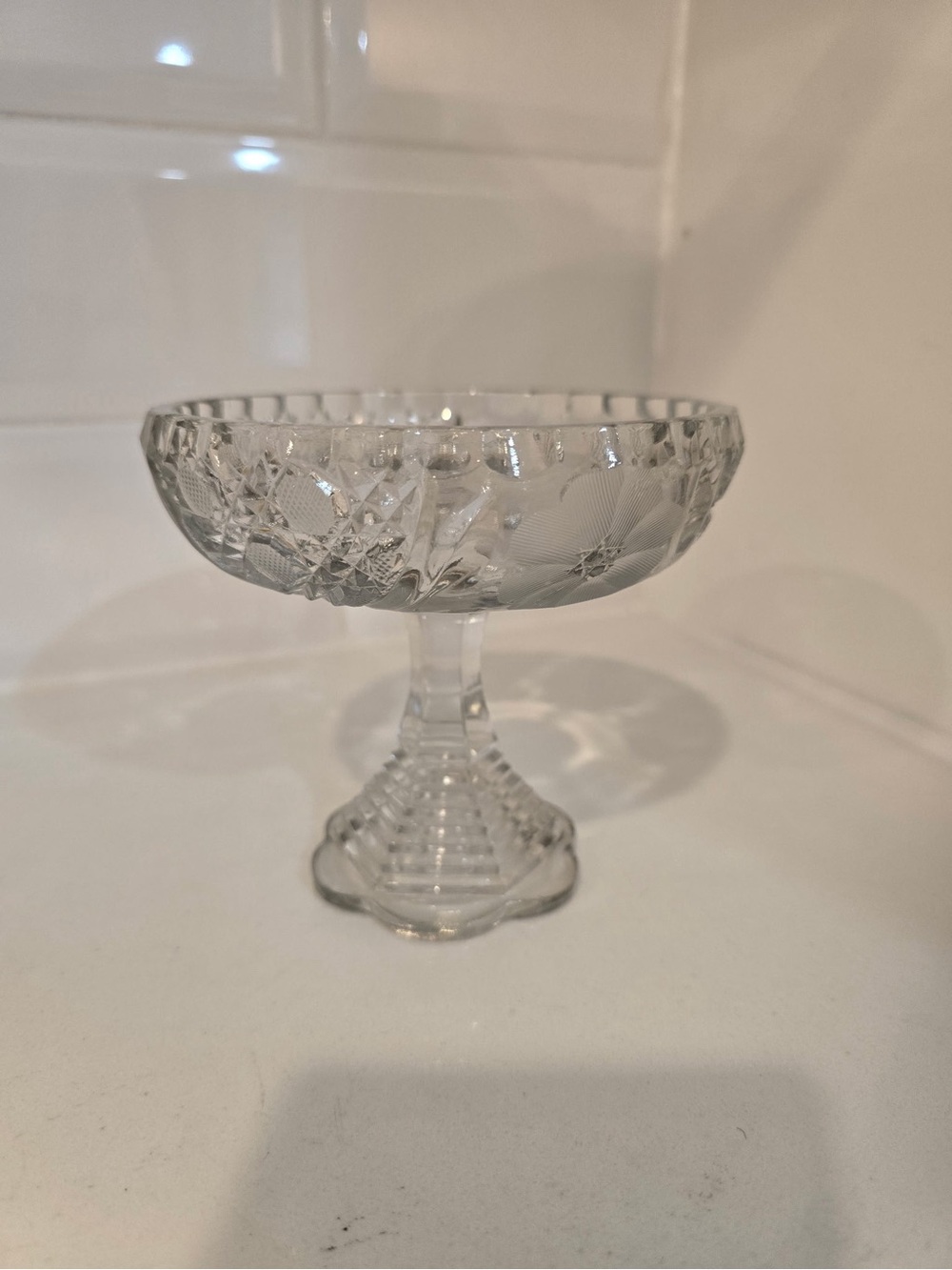 Clear Pressed Glass Compote Pedestal Bowl